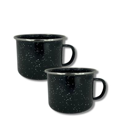 Toughty Camping Mug 16 Oz Enamel Black- Set of Two - Drinking Cups Mugs Vintage for Camping Picnic Home Use, Non Toxic & Portable, Classic Design & Easy Clean