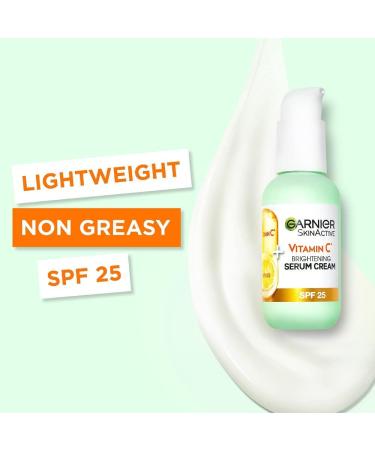 Garnier Vitamin C Serum Cream 2in1 with 20% Vitamin C & SPF 25 - Hydrating Moisturizer for Bright, Glowing Skin - Organic & Vegan Formula 50ml - Buy Online on GoSupps.com