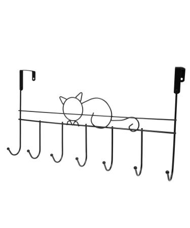 STOBAZA Wrought Iron Door Hook Bathroom Door Towel Rack Hat Storage Rack Door Back Clothing Organizer Metal 41.5X23X5CM Black