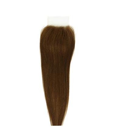 Mila top lace closure (4 " 4") Brazilian real hair medium brown 4# 100% remy smooth human hair lace closure 14 "/35cm 35cm 4# medium brown