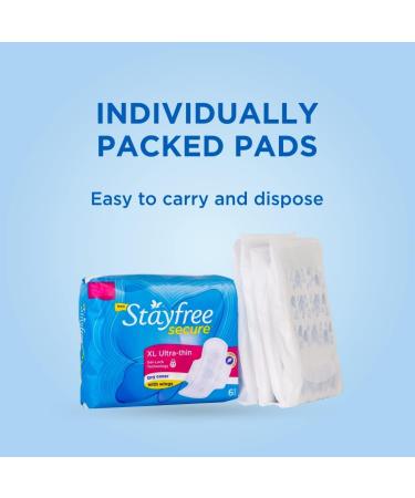 Stayfree Secure XL Ultra Thin Dry Cover Sanitary Pads - 40 Pads with Wings - Buy Online on GoSupps.com