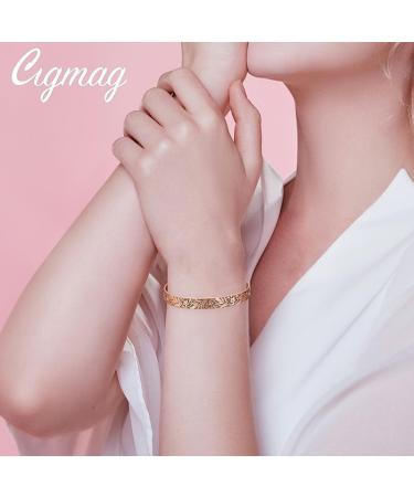 Cigmag 9X Lymphatic Drainage Copper Magnetic Bracelet - Ultra Strength, Adjustable Brazaletes Cuff Bangle - Copper Crystal Plum Pattern - Gift Box Included - Buy Online on GoSupps.com