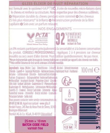 Schwarzkopf - GLISS - Night Elixir - Long-Lasting Repair - Haptiq System - Black Pearl Extract - Damaged & Dry Hair - 100% Stronger Hair - Intense Care - No Rinse - 100ml - Buy Online on GoSupps.com