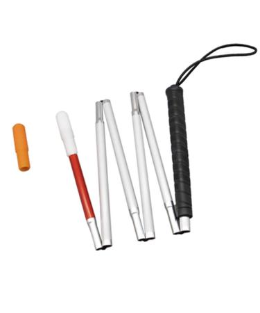 White Cane Aluminum Folding Cane for the Blind Folds Down 6 Sections with 2 Tips (130 cm (51 inch) Black Handle) 130 cm (51 inch) Black Handle