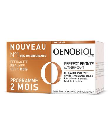 Oenobiol Perfect Bronze Self-tanner - Effective From The 1st Month Without Sun - Concentration Of 5 Pigments 100% Of Plant Origin - Food Supplement 2X30 Capsules - 2 Month Program