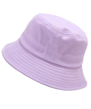 Wheebo Solid Color Bucket Hat for Women Summer Beach Fishmen Hat for Lady Adult Unisex Cotton Cap A-sc-lavender