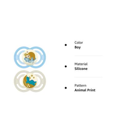 MAM Perfect Night Baby Pacifier | Glows in the Dark | Patented Nipple | 2 Pack for 16+ Months | Ideal for Boys - Buy Online on GoSupps.com