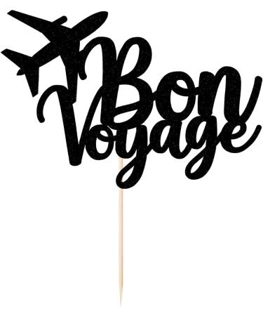 Kaoenla Bon Voyage Cake Topper Black Flash Cake Topper Apply to Moving Away Travel Retirement Farewell Party Decoration Supplies - Buy Online on GoSupps.com