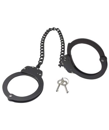 Yoghourds Metal Long Handcuffs - Sturdy Durable Double Lock Steel LegCuffs, Police Professional Heavy Duty Ankle Handcuffs with 2 Keys & Holster (Black)