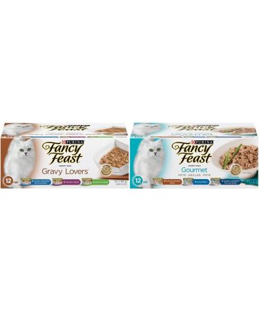 Fancy Feast Wet Cat Food Gravy Lovers Variety Pack + Gourmet Variety Pack (85g Cans 24-Pack)