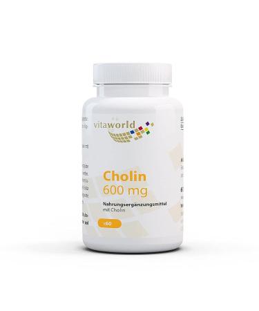 Pack of 3 Vita World Choline 300mg 3 x 60 Vegan Capsules without Additives Natural, High Bioavailability Made in Germany