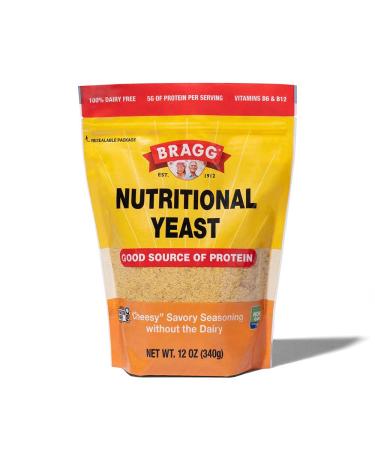 Bragg Premium Nutritional Yeast Seasoning - Vegan, Gluten Free  Good Source of Protein & Vitamins  Nutritious Savory Parmesan Cheese Substitute (Original, 12 Ounce (Pack of 1)) Original 12 Ounce (Pack of 1)