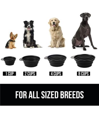 Gorilla Grip Portable Dog Food Bowl | Collapsible Silicone Pet Feeding Dish with Carabiner | Foldable Water Bowl for Dogs and Cats | 8 Cups | Black Royal Blue - Buy Online on GoSupps.com