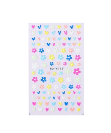 DIY Image Design Candy Flowers Love Heart 5D Geometric Animal Nail Stickers Embossed(5D-K113)