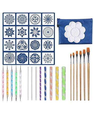 Hoadoek 37PCS Mandala Dotting Tools Set Pen Dotting Tools Brushes for Rocks Painting Nail Dotting Drawing and Drafting