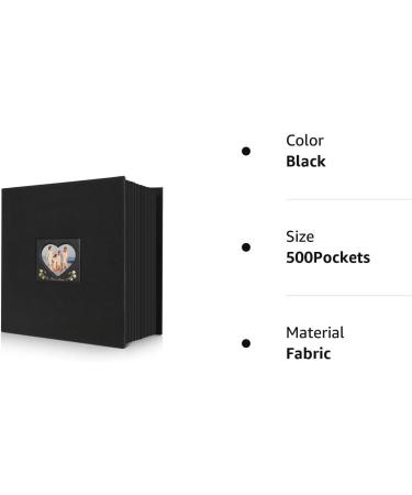 500-Pocket Fabric Frame Cover Photo Album 4x6 | Extra Large Capacity Family Wedding Picture Album | Holds 500 Horizontal & Vertical Photos | Black - Buy Online on GoSupps.com