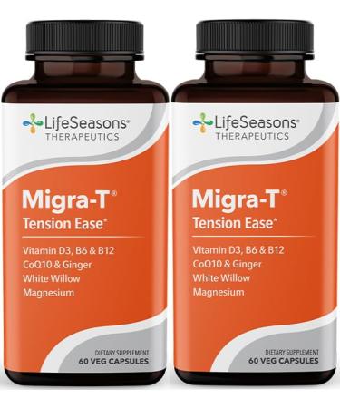 LifeSeasons Migra T - White Willow Bark, Magnesium, CoQ10 & Ginger - 60 Count (Pack of 2) 30 Count (Pack of 2)