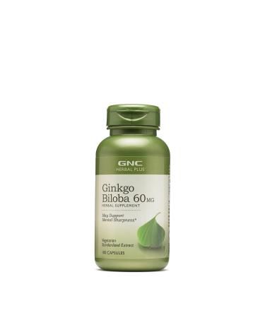 GNC Herbal Plus Ginkgo Biloba 60mg 100 Capsules Supports Mental Sharpness