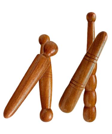 Healvian 4 pieces foot massage device reflex zone massage tab made of wood Thai deep tissue tab acupressure tools massage-trigger-stick massage tools fragrant wood red pear household