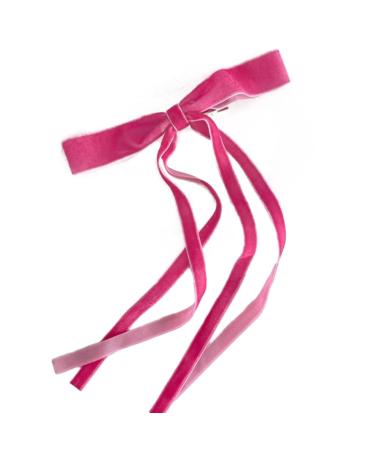 hgnxa Vintage Long Tassels Ribbon Velvets Bowknot Hair Side Clips Hair Accessories Headwear Party Jewelry for Women and Girls Rose red