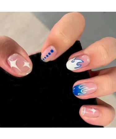 Adhesive Decals Klein Blue DIY Manicure Nail Sticker Nail Art Deco Fire Flame Abstract Face - Buy Online on GoSupps.com