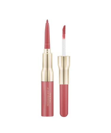 Light Board Double Ended Lipstick Lip Liner Lipstick With Lip Makeup Velvet Long Lasting High Pigment Nude Waterproof Lip Gloss Girl Ladies Makeup Long Lasting High Pigment Nude Neutral Lip Liner One Size D