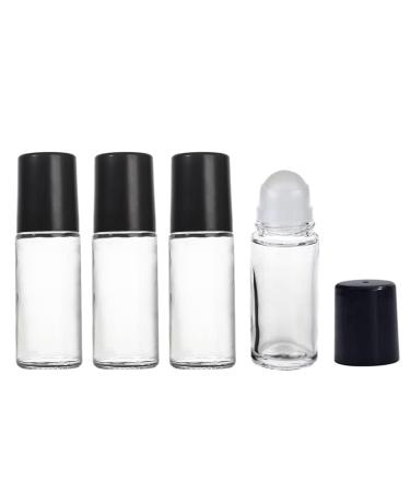 4Pcs 30ml/1oz Clear Glass Deodorant Roller Bottle with Plastic Roller Ball & Black Lid Deodorant Bottles Essential Oil Roller Bottles Empty Deodorant Containers for Essential Oils Deodorant