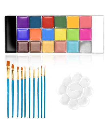 JACHOYI 20 Colors Face Body Paint Kit - Professional Cosplay & Halloween Makeup with Brushes | Perfect for Parties & Arts - Buy Online on GoSupps.com