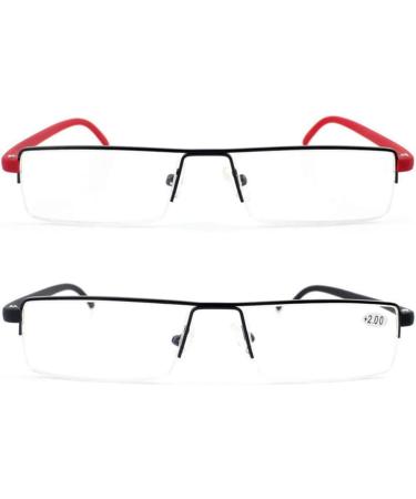 Ultra-Light TR90 Reading Glasses 2-Pack for Men & Women - Classic Metal Visual Aid with Case & Cleaning Cloth +3.5 Diopters - Buy Online on GoSupps.com
