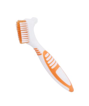 Dual Head Denture Toothbrush - Efficient Plaque Removal for Partial Half & Complete Dentures (Orange) - Buy Internationally - Buy Online on GoSupps.com