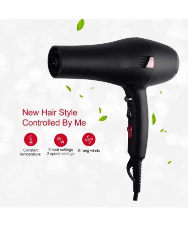 Professional Hair Dryer 2000W Ion Salon Fast Hair Dryer 3 Heat Levels 2 Speeds Travel Hair Dryer with Nozzle - Buy Online on GoSupps.com