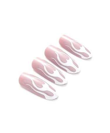 Brishow Coffin Artificial Nails - 24 Pieces French Short Love Heart Press-On Acrylic Nails for Women & Girls - Buy Online on GoSupps.com