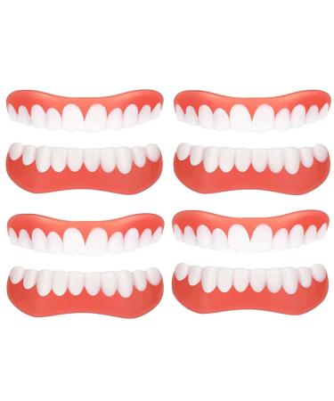Gimli dentures of provisional teeth white dentures for the top and lower jaw fake teeth for women men 4 pairs of wrong teeth above top and bottom cosmetic teeth