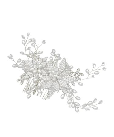 Housoutil Crystal Hair Clips Rhinestone Barrettes Pearl Hair Comb Diy Wedding Hair Accessories Bride Hairstyles Wedding Headpiece for Bride Wedding Hair Clips Crystal Hair Comb Women Hairpin