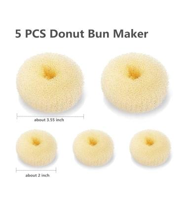 SQULIGT Donut Hair Bun Maker Set - 5 PCS Ring Style Bun Makers (Beige, 2 Large and 3 Small) - Buy Online on GoSupps.com