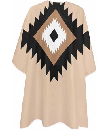 Brown Aztec Barber Cape - Adjustable Hair Cutting Cape for Women Men Kids | Boho Southwestern Design | 55x63 Inch Light Brown Hairdressing Accessory - Buy Online on GoSupps.com