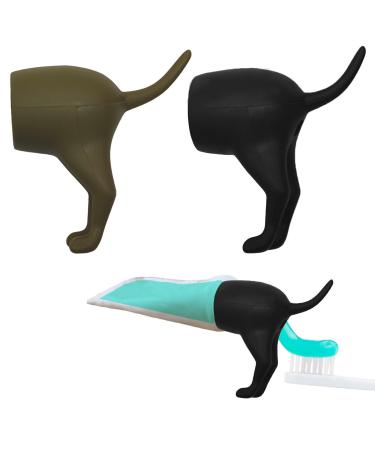 Prevup 2 piece of lid for toothpaste for kacking dogs pooping dog butt tooth paste topper funny toothpaste caps creative toothpaste donor caps (gray black) gray+black
