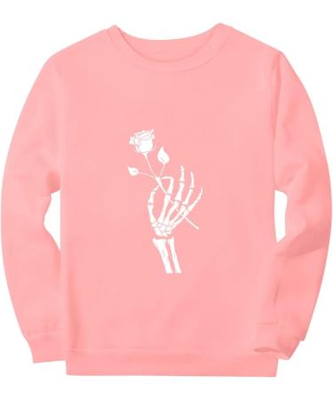 Halloween Costumes Round Neck Casual Long Sleeve Sweatshirt Top Women Zip up Sweatshirts Pink Large - Buy Online on GoSupps.com