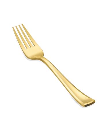 N9R 72Pcs Gold Plastic Forks Solid Durable and Heavy Duty Plastic Forks Perfect Utensils for Parties Weddings and other Formal Events Gold-72Pack