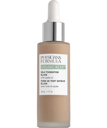 Physicians Formula Organic Wear Silk Foundation Elixir Lightweight Foundation for a Fresh and Healthy Render with Jojoba Oil Aloe Vera Coconut Oil and Botanical Cactus Flower Vegan Clear