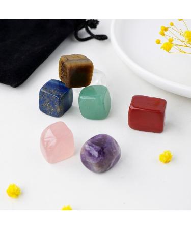 7pc Natural Crystal Seven Tumble Stone Reiki Crystal Cube Gemstone Amethyst Crystal Crafts Home Decoration Stone Mineral Specimen - Buy Online on GoSupps.com