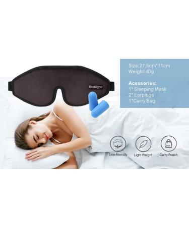 Wellsync 100% Blackout Sleep Mask for Women Men | Comfortable Contoured Eye Cups | 3D Pillowy Soft Light Blocking Eye Mask with Nose Cover | Includes Earplugs | Black - Buy Online on GoSupps.com