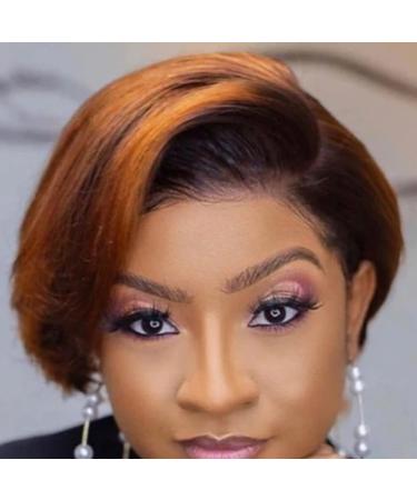 KUYYFDS Cut Short Bob Synthetic Wig - Ombre Blonde Burgundy Curly Human Hair Wigs for Black Women - Buy Online on GoSupps.com