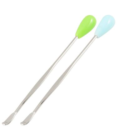 Qtqgoitem 2 Pcs Light Blue Green Plastic Beads Stainless Steel Ear Wax Remover Cleaner (Model: ACD c9b 573 875 75f)
