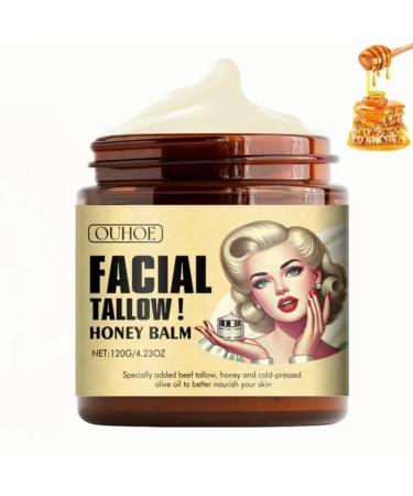 Whipped Beef Tallow and Honey Balm 4oz Grass Fed Grass Finished Organic Face Cream Body Lotion and Lip Balm (1pc)
