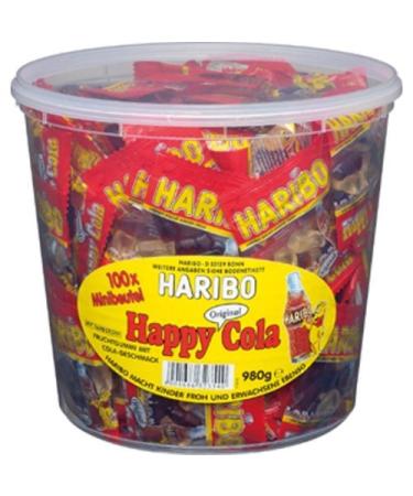 Haribo Happy Cola mini bags round tin 200 pieces (2 x 980g) Cola 100 pieces (pack of 2)