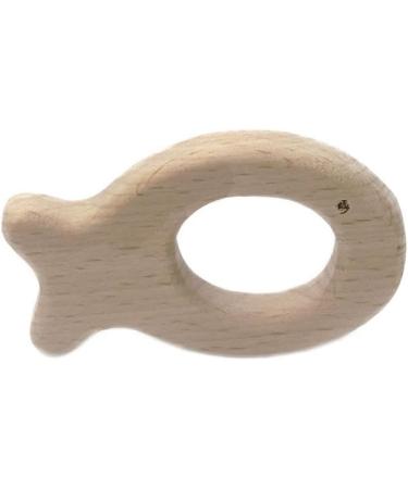 Wendysun 3pcs Cartoon Wood Teether Set | Natural Animal Fish Shape Baby Teething Toy | Beech Teether DIY Pendant | Nursing Toy - Buy Online on GoSupps.com