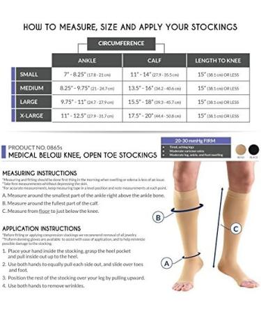 Truform Compression Knee High Stockings 20-30 mmHg Open Toe Beige - Medium Short 2 Count | International Shipping - Buy Online on GoSupps.com