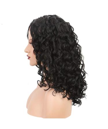 SHIYID Lace Front Wig for Women - Medium Deep Wave Black Synthetic Hair Wig | Best Quality & Fast International Shipping - Buy Online on GoSupps.com