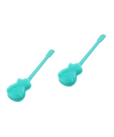 Healeved Body Scrub 2pcs Guitar Bath Brush Green Handle Silica Gel Back Rub Artifact Baby Bath Towel 36X8CMx2pcs